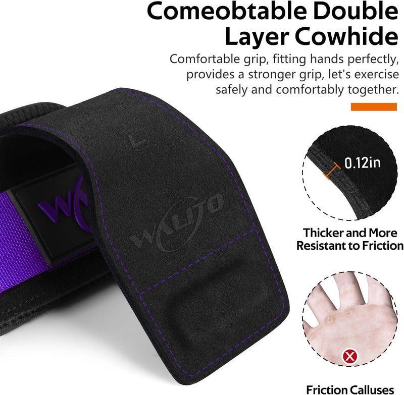WALITO Weight Lifting Wrist Strap, Double Leather Weightlifting Wrist Straps for Gym Strength Training, Neoprene Padded Wrist Wraps - for Men & Women (Pair) - Image 3
